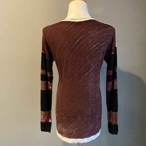 Kokun Overdye Baseball Style Top Vino, White & Black EUC Med Overdye Crew - Picture 2 of 6